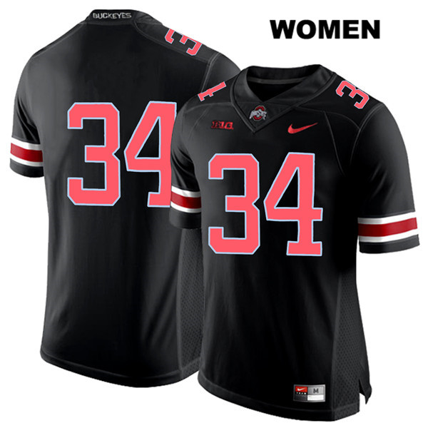 Ohio State Buckeyes Women's Mitch Rossi #34 Red Number Black Authentic Nike No Name College NCAA Stitched Football Jersey TO19W62MS